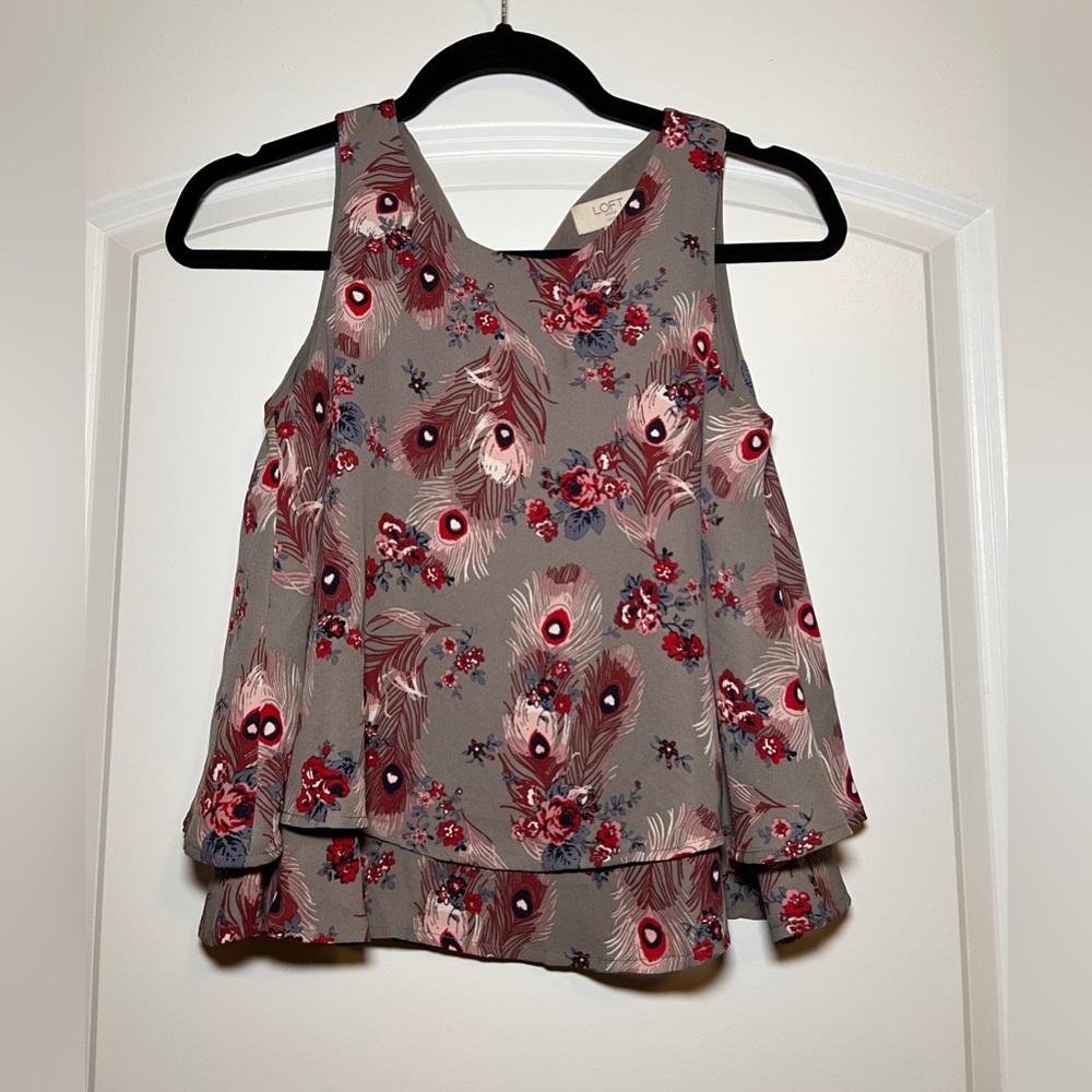 Ann Taylor Loft Outlet XXSP Grey Flowy Tank Top NWT